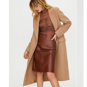 Aritzia Wilfred Diamanté Vegan Leather Skirt sz 6 Brown